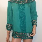Hippie top Bohemian crochet lace tunic blouse MEDIUM