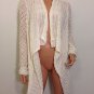 Ivory Crochet Cardigan Top Blouse MEDIUM Hippie boho
