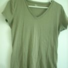 Gap Soft Woman's Olive/Gray V-Neck Tee T-Shirt Top Size M -Bust=34"
