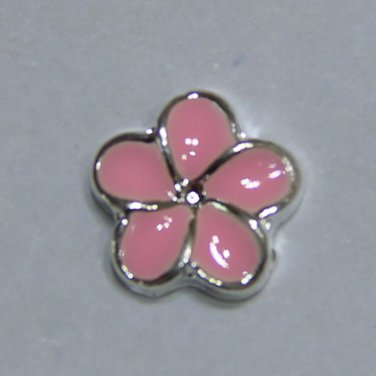 pink flower floating charm