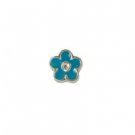 blue and white flower floating charm