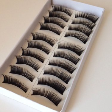 10 PAIRS FALSE EYELASHES EYE MAKE UP BLACK THICK LONG NATURAL SOFT HAND MADE#032