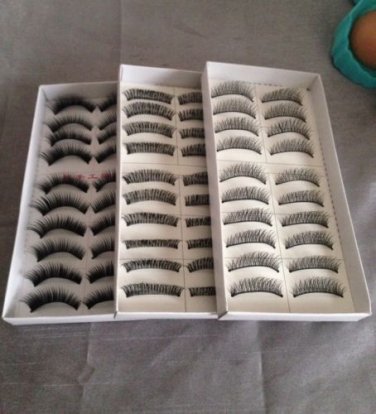 30 Pairs Natural Black Long False Eyelashes Makeup Eye Lash (3 Boxes) ^^