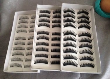 30 Pairs Natural Black Long False Eyelashes Makeup Eye Lash 3 Boxes