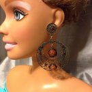 Elegant Solar System Circle  Round Resin  Crystal  Brown Earring  Post back