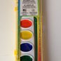 8 BOLD COLORS Watercolor PAINT SET Clear window peggable box and brush included