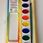 8 BOLD COLORS Watercolor PAINT SET Clear window peggable box and brush included