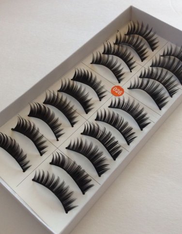 10 Pairs Natural Black Long Handmade False Eyelashes