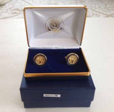 AUTHENTIC  WHITE HOUSE PRESIDENTIAL SEAL Cufflinks Eagle Gold W Obama Signature