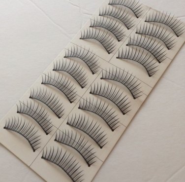 10 Pairs FALSE EYELASHES BLACK THICK LONG NATURAL  HAND MADE#009.