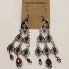 NEW  Elegant Classic BIG Red RHINESTONE Drop/Dangle   Peacock Earring Post back