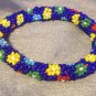 Spring Floral Bead Statement Stretch Bangle