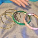 Spring 5 Pieces Gold-tone Brass Bangle Set