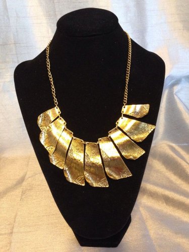 Gold Tone Brass Bib Necklace