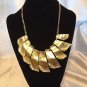 Gold Tone Brass Bib Necklace