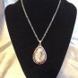 Great Gift For Mom Sliver Tone Brass Opal Necklace