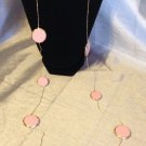 56" Long  Gold Tone Brass Necklace With Resin