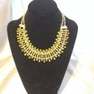 Gypsy Bib Necklace Gold Tone Brass Necklace With Resin Stones