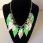 Elegant Simple Stylish Multi Color stone  Metal Necklace