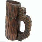 Vintage Handcrafted Home Decor Wooden Vase Pen Holder Carved Handle Cup Mug B
