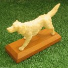Cream Color Running Dog on Wooden Base Vintage Figurine USSR 1970s Deco Toy