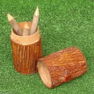 Vintage Pen Holder Nice Wooden Branch Pencil Case Tube 1970s