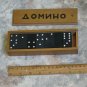 Vintage Bulgarian Dominoe 28 Pieces Set Wooden Box Signed Cyrillic Letters