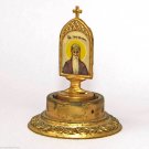 Saint John Joan Orthodox Vintage Brass Plate Plaque Stand Icon Signed D.R.G.M.