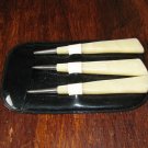 1970's Vintage Nail Repair 3 Knives Kit Set Plastic Pouch White MOP handles