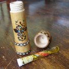 VINTAGE BULGARIAN ROSE OIL OTTO ESSENCE WOODEN CASE PYROGHRAPHED GLASS BOTTLE #3