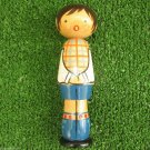 Singing Boy in Shorts Socks Uniform Vintage Wooden Figurine USSR 1970s Deco Toy