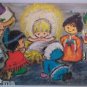 vintage post card patricia eyles christmas kids crayon painting