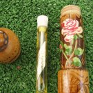 VINTAGE BULGARIAN ROSE OIL OTTO ESSENCE WOODEN CASE GLASS BOTTLE GIRL RUSE TOWN
