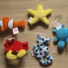 PLUSH SEAHORSE CRAB CLOWN FISH TURTLE STAR LOT 3 INCHES KEY CHAIN CHARM W/ LOOP