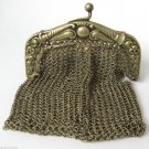 Antique Silver Color Mesh Ladies Purse Vtg Small Chain Link Evening Coin Bag #2