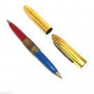 VINTAGE 2 COLOR BALL POINT PEN BALLET USA RED BLUE 2 CAPS SIGNED CLIP
