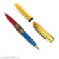 VINTAGE 2 COLOR BALL POINT PEN BALLET USA RED BLUE 2 CAPS SIGNED CLIP