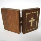 Orthodox Christian Vintage Small Wooden Book Icon Souvenir Wire Frame Cross