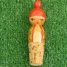 Nice Vintage Wine Bottle Cork Stopper Signed Budapest Hungary Girl Head Painted