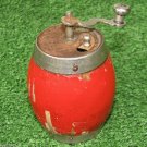 Small Vintage Pepper Spice Mill Grinder Red Wooden Body Used Rodina BGR 1970s NR