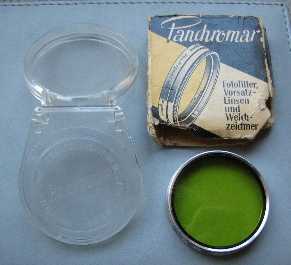Vintage Photo Camera Lens Filter Yellow Panchromar Germany Boxed