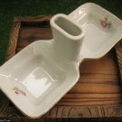 1960's Vintage Milk White Porcelain Open Salt Dish Saltern Gold Trim Rose Deco