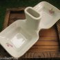 1960's Vintage Milk White Porcelain Open Salt Dish Saltern Gold Trim Rose Deco