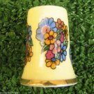 Vintage Thimble - Porcelain with Floral Deco Golden Dotted Front