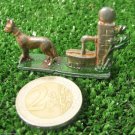 Dog Standing at Fountain Vintage Metal Animal Figurine USSR 1970s Deco Toy