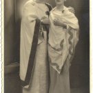 Antique Cabinet Photo Man Woman Actors in Costumes Posing Art