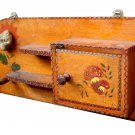 Vintage Pin Cushion Wooden Mini Wall Shelf Apron Hanger Tiny Trinket Cabinet 60s