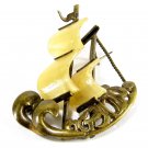 Vintage Pin Badge Brass Mop Brooch Lady Jewelry "Obzor" Bulgaria 1960s