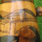 Vintage Wooden Pen Pencil Holder Landscape Pyrography Handmade Signed Artwork