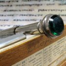 Antique SLIDE PENCIL - Green Aqua Stone - Hexagonal Sliding Barrel - Hallmarked